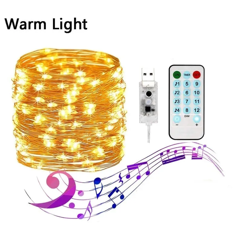 

Music Control Led Light Chain Copper Wire 5M 10M Led String Lights Fairy Lights For ChristmasWedding Party Support Dropshipping