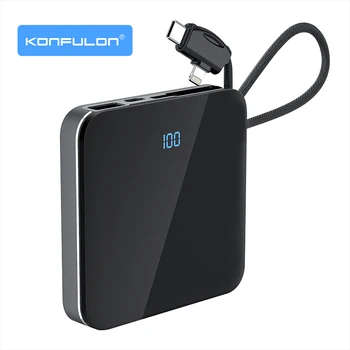 Led Dispaly PowerBank Built In Cable 10000 mah Mini Povebank Slim Power Bank For iphone 12 Samsung VIVO Realme