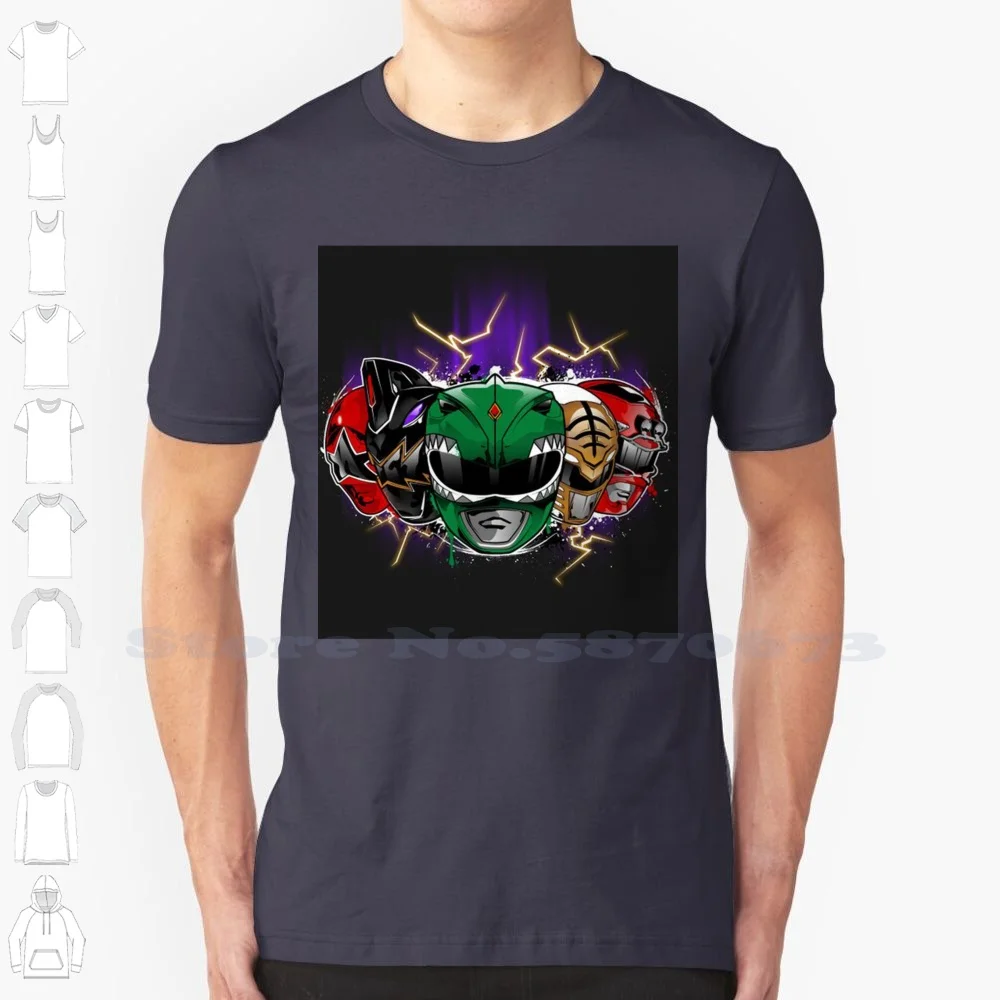 Oliver Helmets 100% Cotton T-Shirt Green Ranger Logo 90S Jason David Frank Oliver Jason Voorhees Kimberly Zack Trini Billy