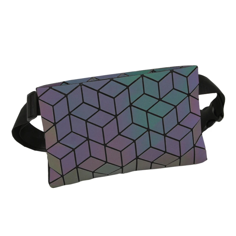 Luminous Women men Waist Bags Holographic Fanny Pack Female Belt Bag Geometric Waist Pack Laser Chest Phone Pouch