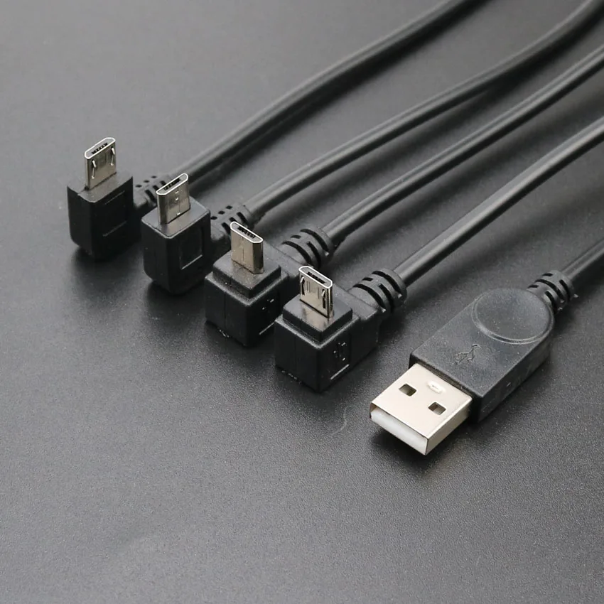 YuXi Up & Down & Left & Right Angled 90 Degree USB Micro USB Male to USB 2.0 A male Data Charge connector Cable for Tablet