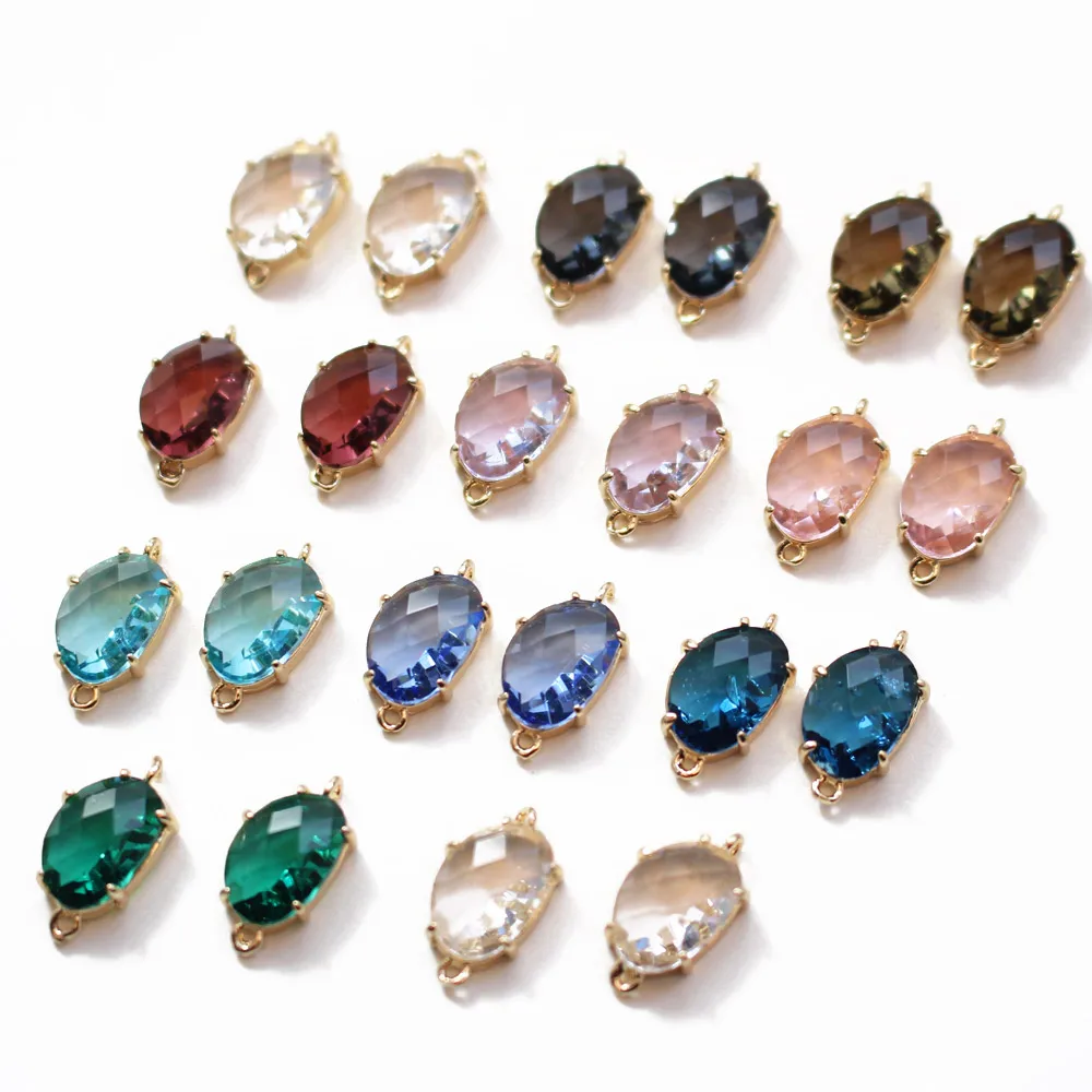 6PCS Crystal Necklace Pendant Jewelry Findings Components Parts Diy Earrings Making Charms Handmade Ornaments Accessories