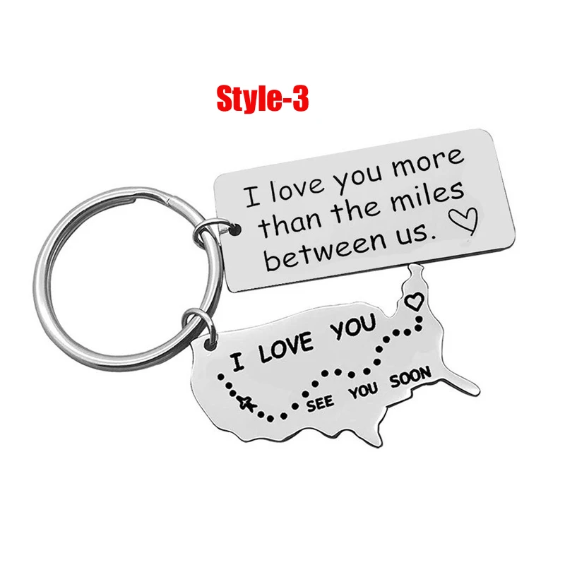 Love Keychains for Couples I Love You More Than The Miles Between Us Long Distance Relationship Boyfriend Gift Going Away State
