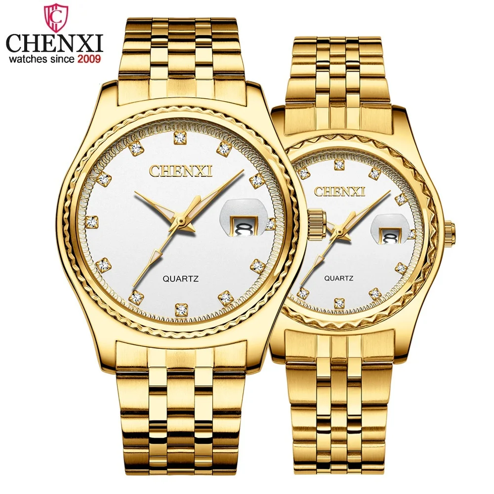 

CHENXI Watch Lovers New Top Luxury Brand Men Women Quartz Wrist Watch Stainless Steel Waterproof Calendar Watches Couples Clock