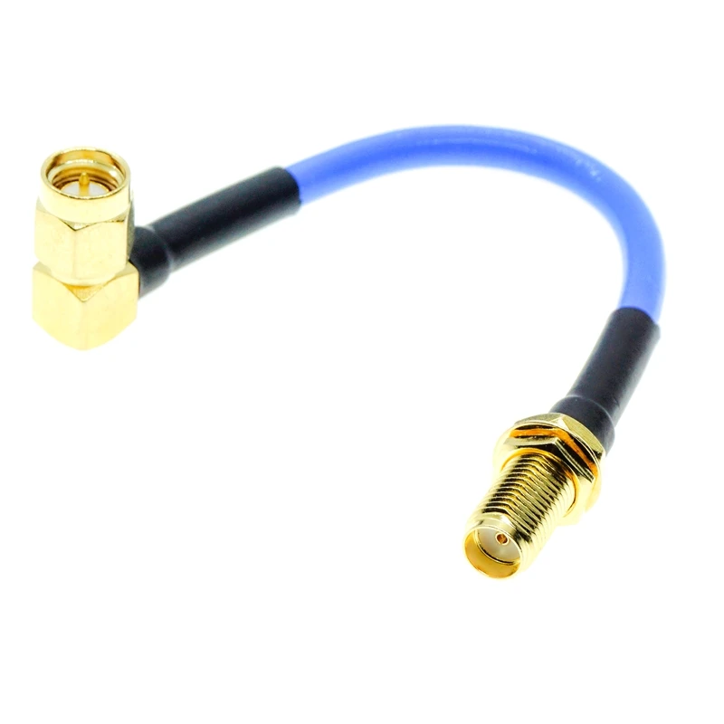 

SMA male right angle RA to SMA female Bulkhead connector RG405 .086" Semi flexible rigid Coaxial cable blue