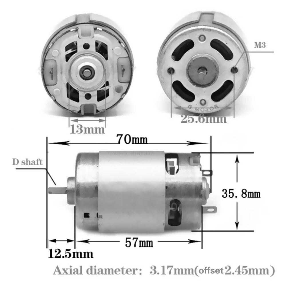 

1PCS 550 DC Motor 12V 20000RPM High Power High Speed Motor DIY Model Permanent Magnet Power Machine