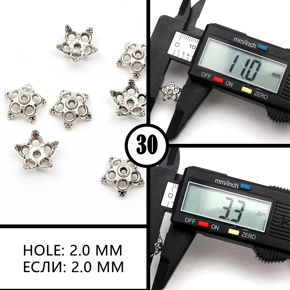 50 stücke Antike Kupfer Splitter Bronze Gold Runde Polygon Hohlen Form Metall Spacer Blume Perlen Kappen Für Schmuck Ketten, Der DIY – Detail 30