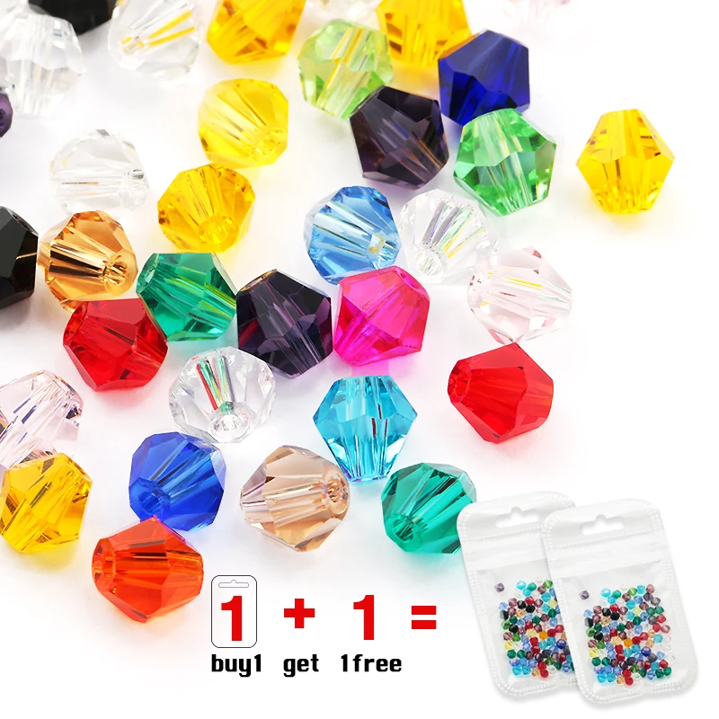 Buy 1 get 1 free! Crystal Bicone Beads Top quality glass loose Spacer Beads clothing beads, Bracelet necklaces accessories