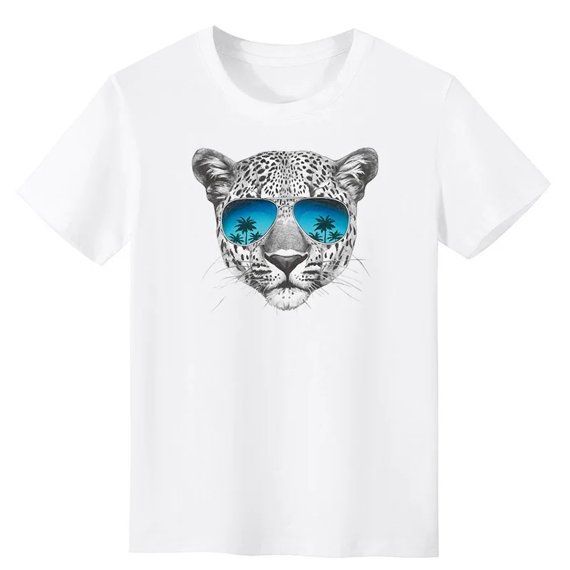 Glasses Leopard Patch Iron-On Transfers For Clothing DIY Washable Man T-Shirt Sticker Animals Ironing Patch Appliqued On Clothes