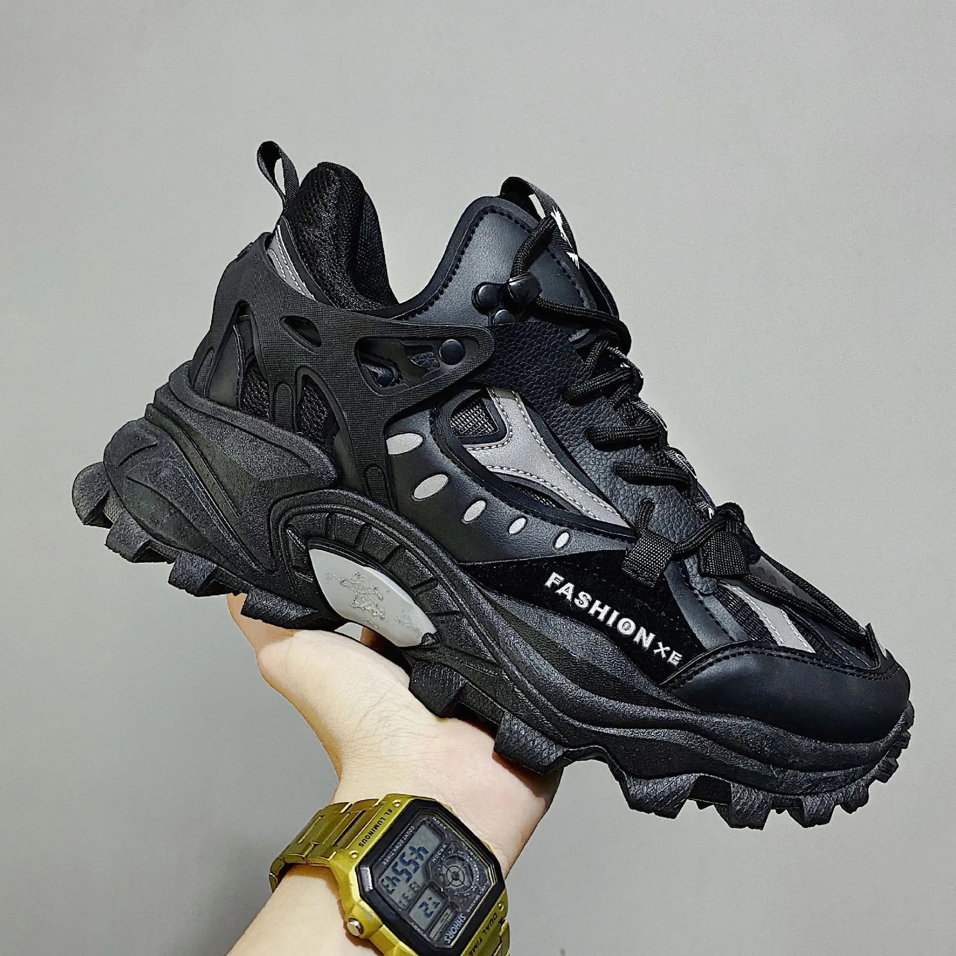 Vulcanized Shoes Luxury Sports Shoes 2021 New Harajuku Thick Soled Shoes Black Sports Shoes High Fashion Zapatos Hombre