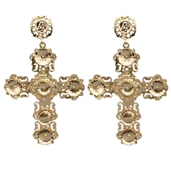 fashion big gold color cross earrings for women pendant  earrings jewel Exaggerated cross Long eardrop