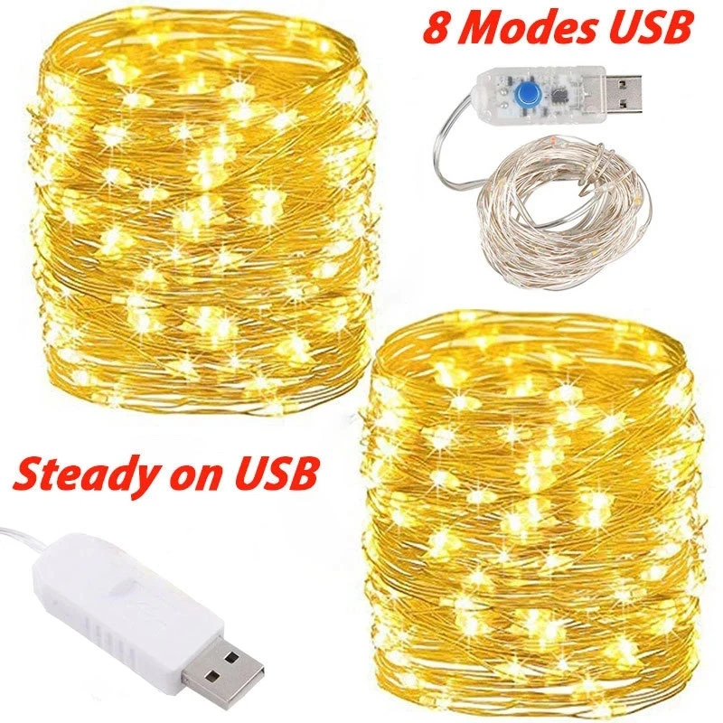 100/50LEDS USB Light String Outdoor Waterproof Garland Fairy Lights Wedding Party Xmas Holiday Decor Lamps 2022 Navidad Decor