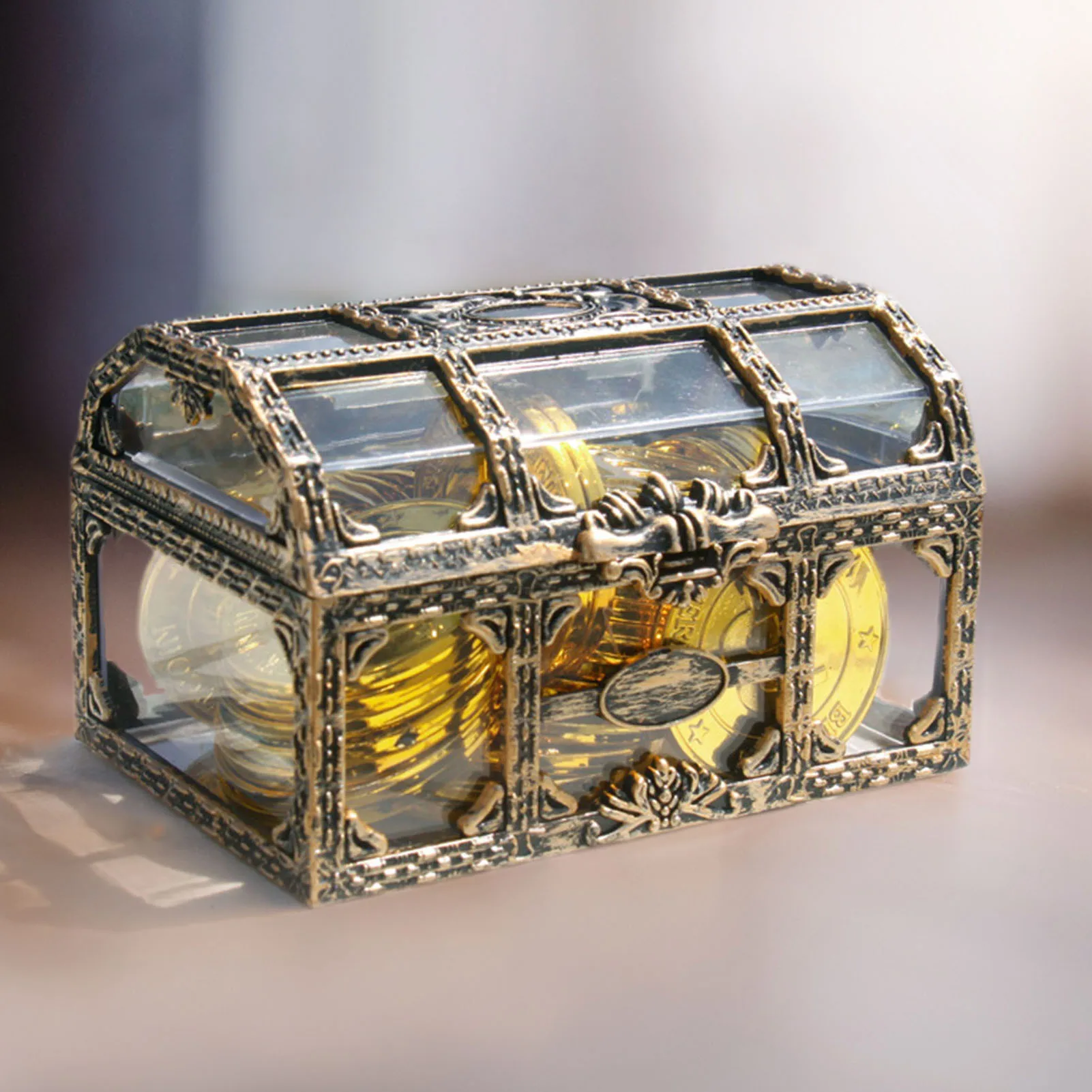 Retro Transparent Pirate Box Lightweight Plastic Treasure Box Transparent Pirate Box Gold Coin Storage Case Jewelry Container