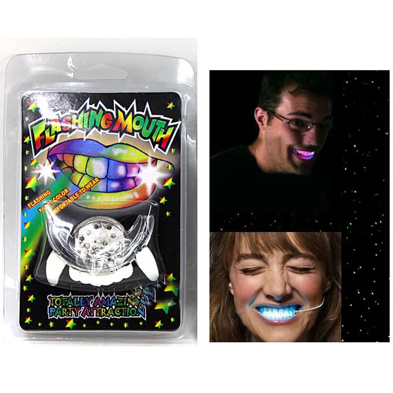 Flashing LED Blinking Teeth Toy Light Up Mouth Piece Brace Party Glowing Tooth Gift Ball Funny    Holiday  Wedding Festival