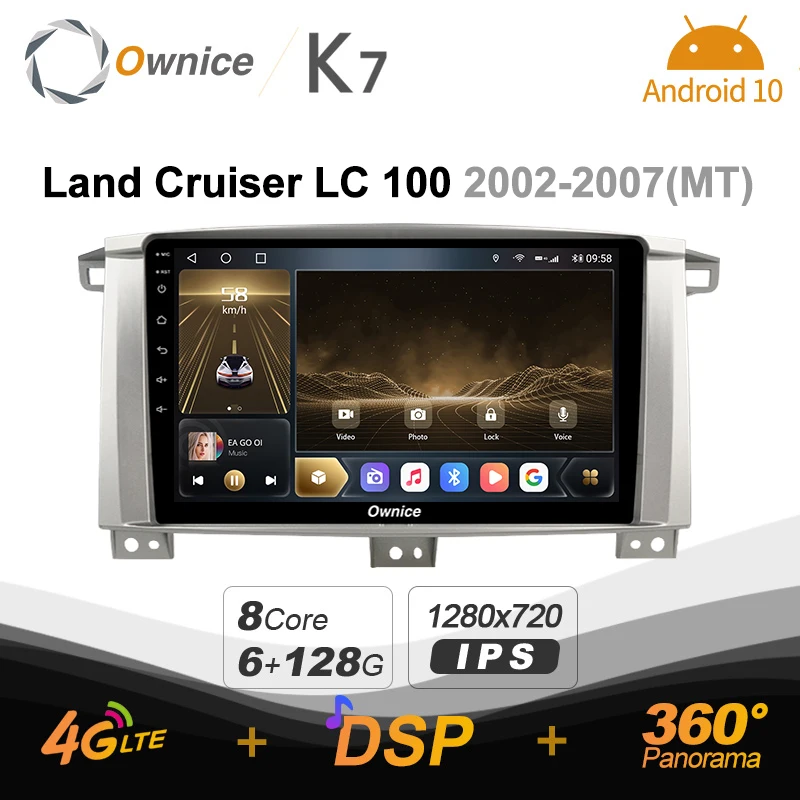 

Автомобильный мультимедийный видеоплеер Ownice, Android 10,0, 6G + 128GK7, для Toyota Land Cruiser LC 100, 2002-2007, 360, камера, 4G, LTE, GPS, радио