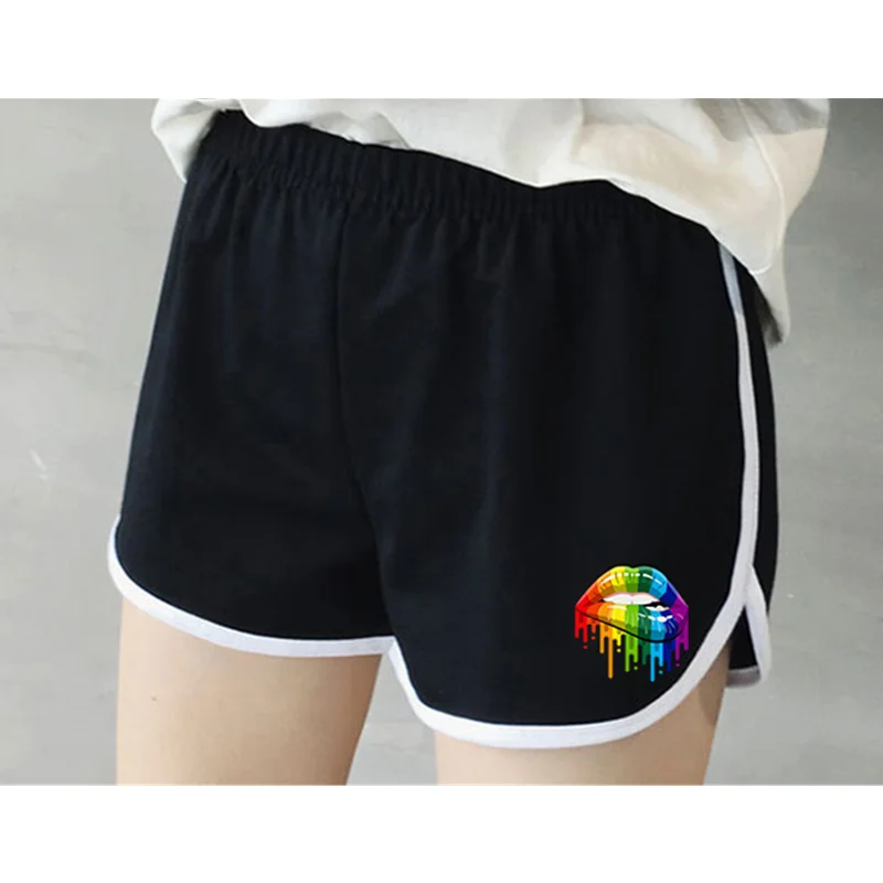 

Women's Sexy Printed Shorts Oversized Fashion Streetwear Skinny Female HotPants Casual Loose Colorful Lip Pattern Femme Breeches