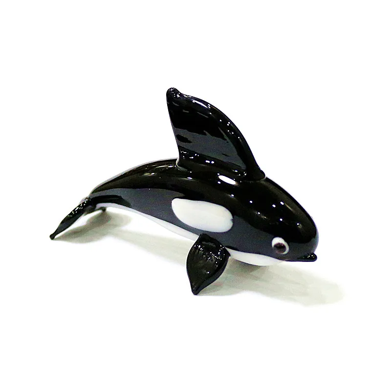 

Мини-Фигурки морских животных, украшения ручной работы из стекла, китов-убийца, милые яркие орки, забавные подарки для детей, домашние украш...