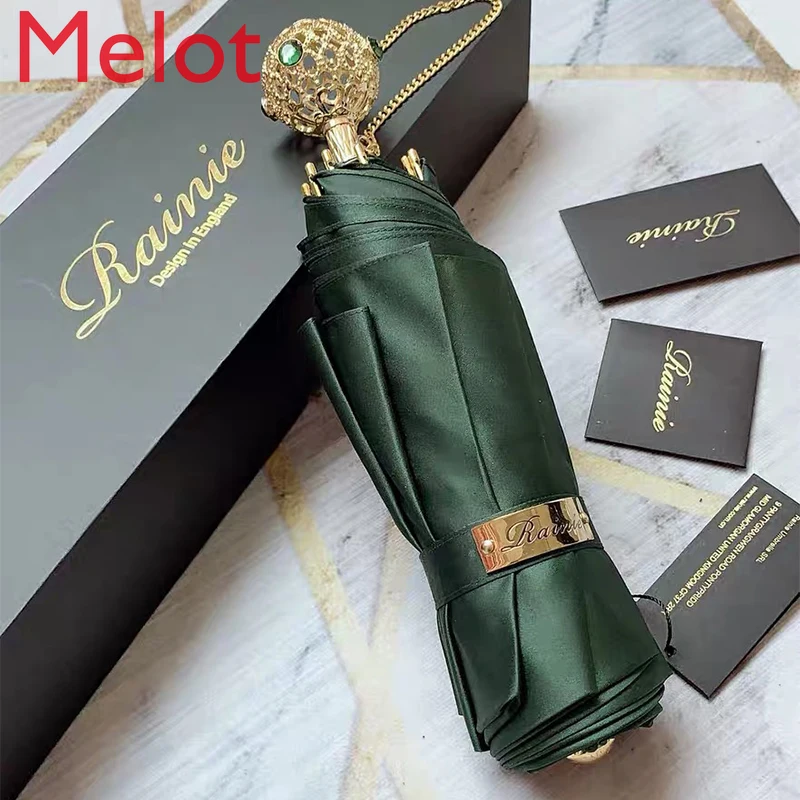 High-End Luxury Fashion Sun Umbrella Handmade Umbrella High-End Gift Box Packaging Birthday Gift Free Letter Foldable Umbrella