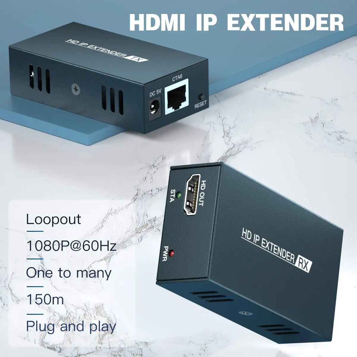 TLT-ANK 1080P@60Hz 200M HDMI Video Extender Over IP Support One Transmitter to Many Receivers