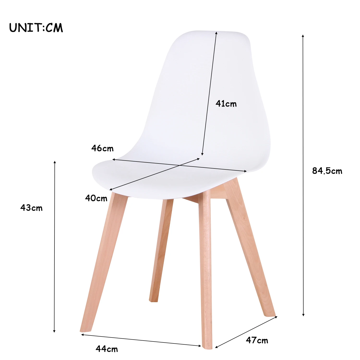 Egoonm Set mit 4 nordischen mittelalter lichen Esszimmers tühlen mit Massivholz beinen für Wohnzimmer Esszimmer Schlafzimmer Arbeits zimmer (weiß/schwarz/grau) – Detail 1