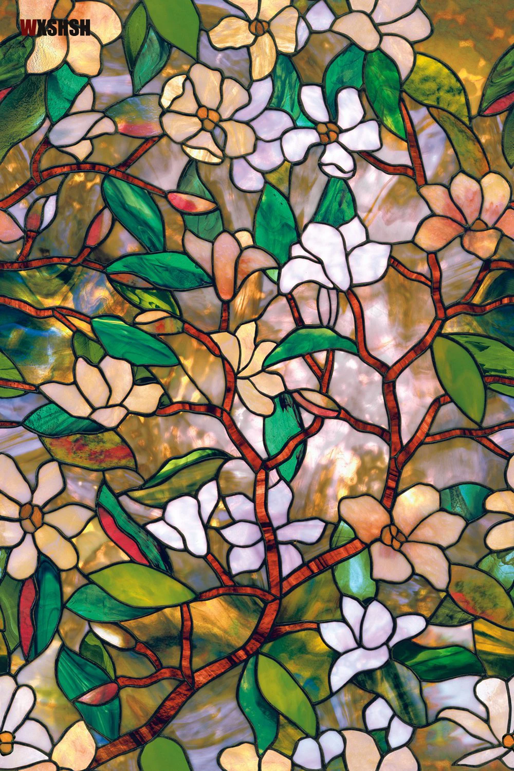 150cm Length Static Cling Window Film Vinyl Magnolia Flower Opaque Private Glass Sticker For Window Door Cabinet Table Surface