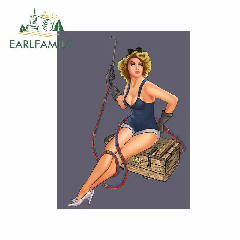 EARLFAMILY 13 см для девушек, сварщиков, автомобильные аксессуары, наклейки, Солнцезащитная наклейка, водонепроницаемая, подходит для GTR EVO SX