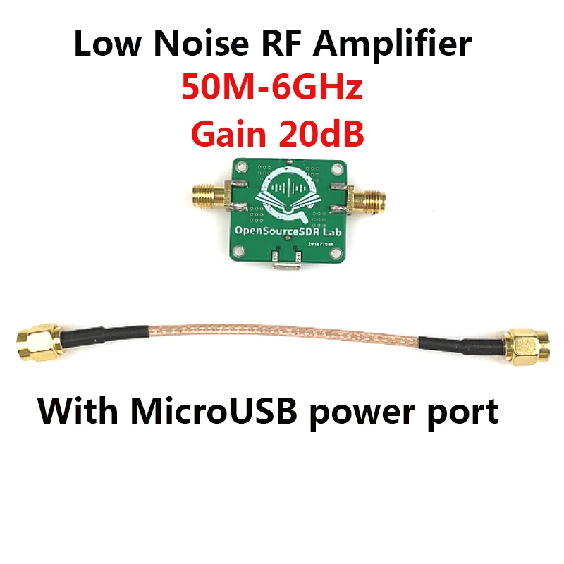 

50M-6GHz Low Noise RF Amplifier Ultra Wideband Gain 20dB MicroUSB Power Supply