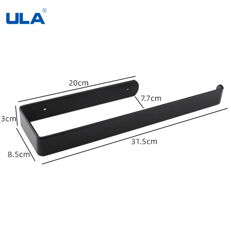 ULA Free Drill Black Bathroom Hardware Set Robe Hook Towel Rail Rack Bar Shelf Tissue Paper Toothbrush Holder Bath Accessories