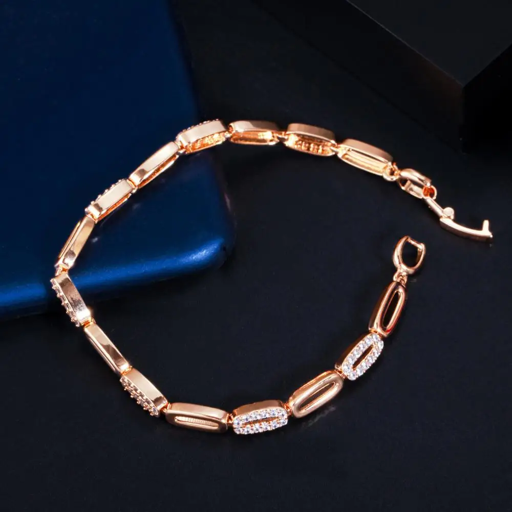 Pera Noble – Bracelets de Tennis pour femmes, couleur or Rose, Zircon CZ, forme ronde, connectés, marque de mode, bijoux, accessoires B189, 585