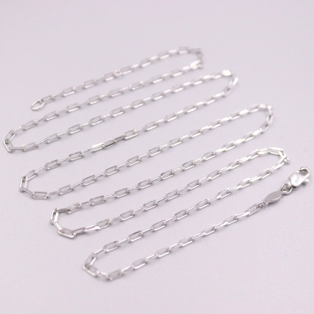 

Real Platinum 950 Necklace Width 2mm Rectangular Link Chain 23.62"L For Woman Man