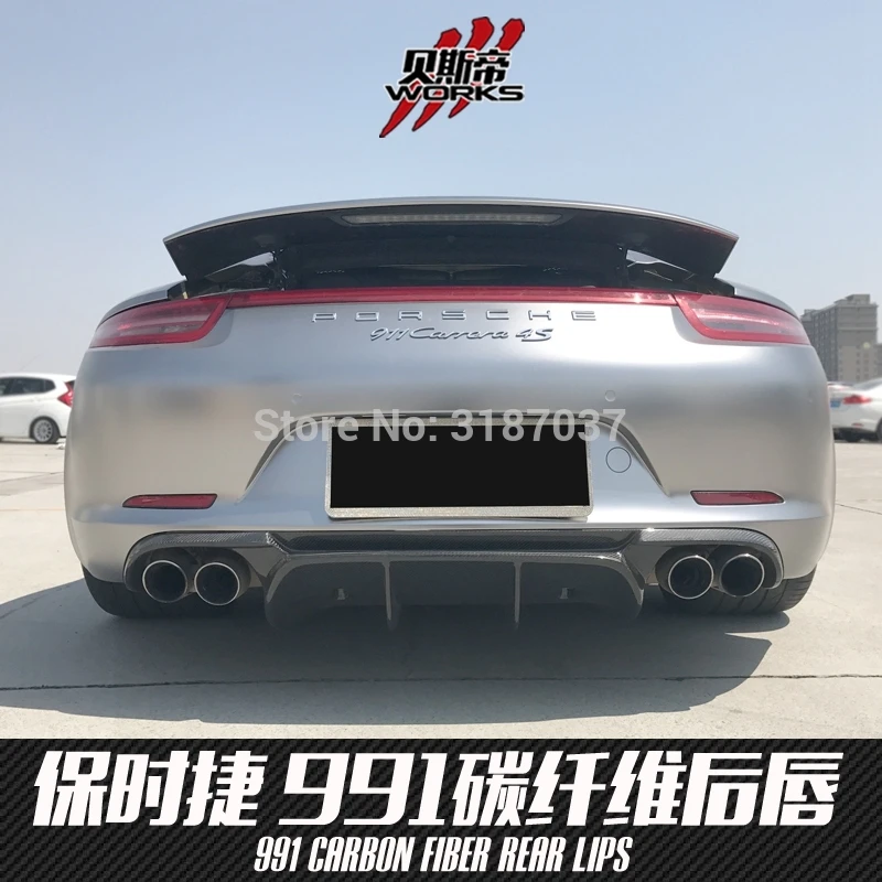 For Porsche 911 991 Carrera & Carrera S Models 2012-2015  Carbon  Plastic Rear Diffuser Bumper Trunk Protector Cover Car Styling