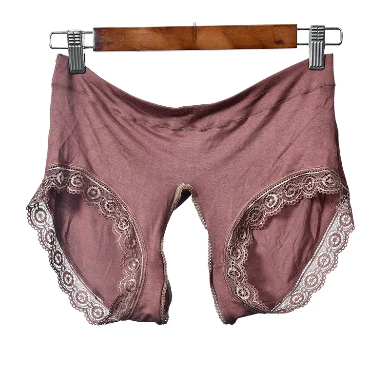 Women Plus-Size Crotchless Panties Middle-Aged Underpants Lace Mid-Rised Cotton Briefs See-Through Fad Open Crotch Sexy Lingerie