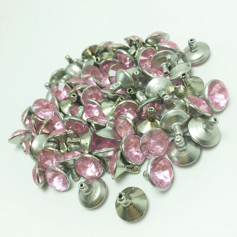 1000 Pcs Pink Rhinestone Crystal Rivets 10 mm DIY Clothing Bag Leather Crafts Button Decoration Sewing Glass Drill Nail Button