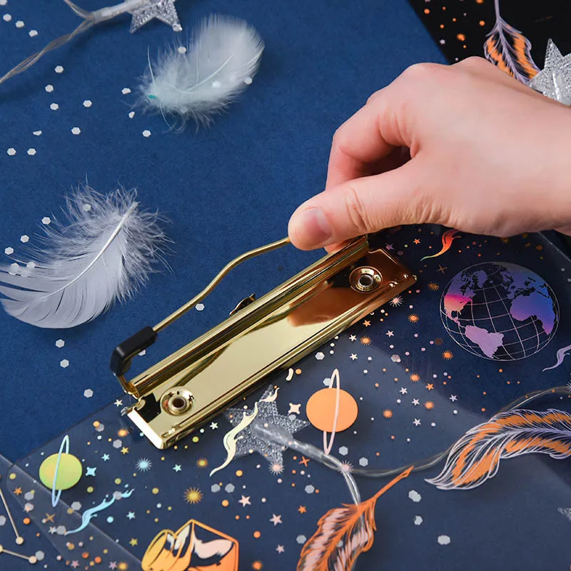 A4 Starry Sky Acrylic Clipboard Bill Clip Mat Writing Splint Hanging Folder Student Painting Pad Board School Office Supply