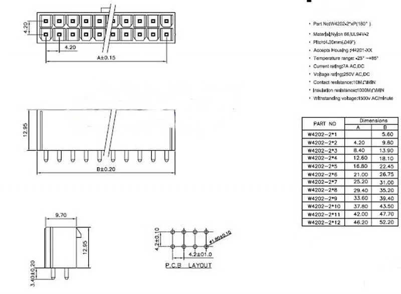 100 Stück EPS ATX PCIE 4,2mm Rastermaß Stecker/Buchse 5557 5559 5569 Gehäuse Wafers 2-reihiger Anschluss/gerade/rechtwinklig für Leiterplatten – Detail 1