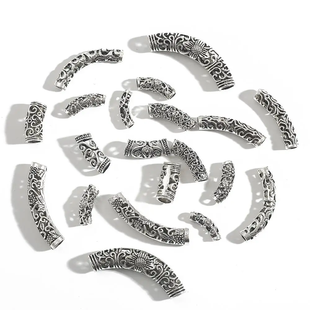 3/6/10pcs 21-55mm Tibetan Silver Tube Beads Metal Spacer Beads Tube Charms for Jewelry Making DIY Bracelet Necklace