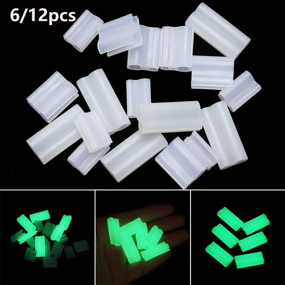 6/12Pcs Useful Dark Light  fluorescent light sticks float hold Fishing glow stick Clip fishing rod feeder