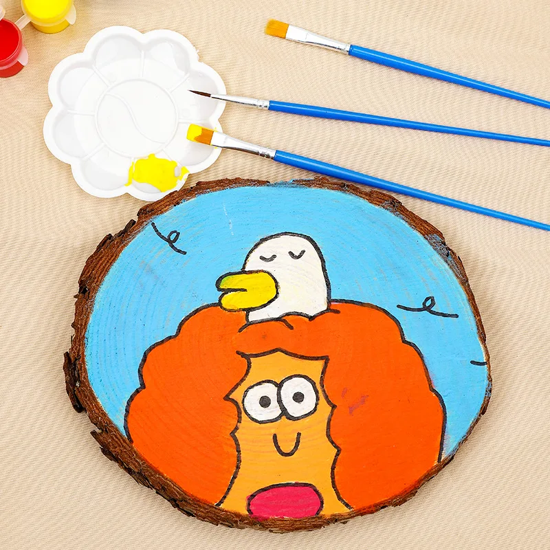 2-16cm Thickness 0.5-1.5 cm Natural Pine Round Wood Slices  With Tree Bark Log Discs DIY Crafts Christmas Party Painting