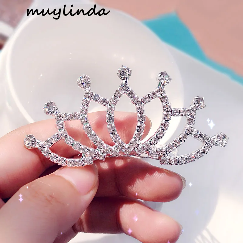 Flower Girls Clear Stone Small Crown Tiara Hair Accessories Wedding Party Girls Kids Tiara Jewelry