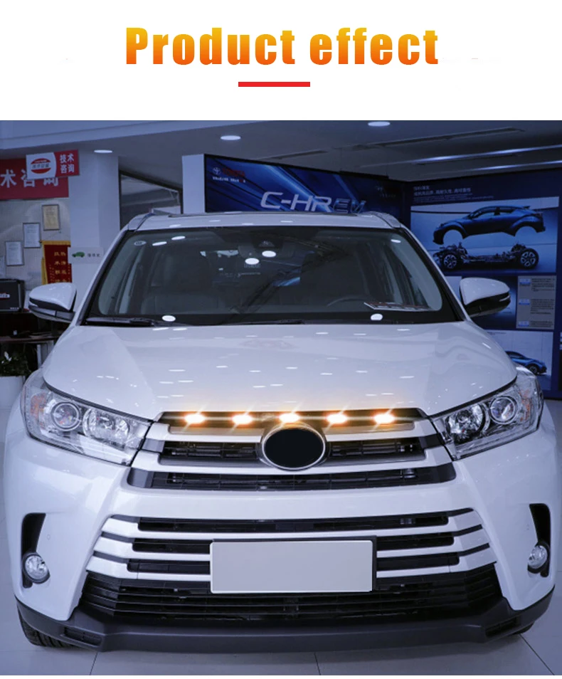 6000K White/Yellow 12v Front Grille Lighting Waterproof For Car Toyota Highlander w/TRD Pro Grill ONLY Front Grille Lighting DRL