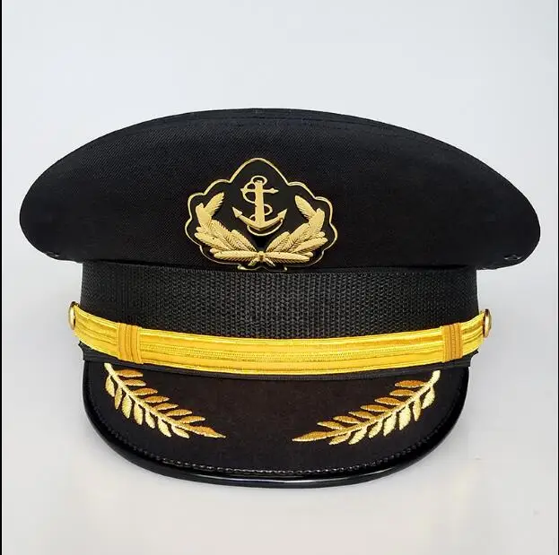 Navy Cap Captain Hat 56-60cm Seaman Sailor Men Spring Embroidery