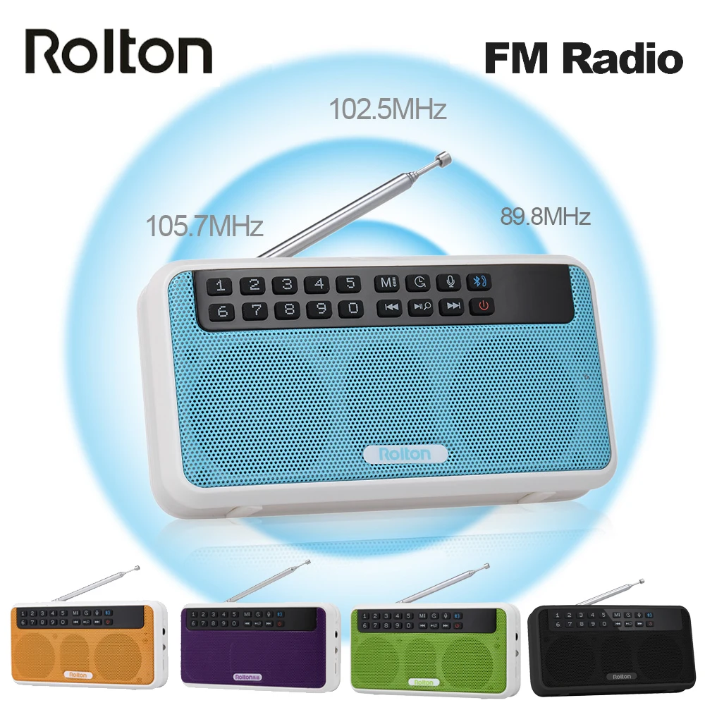 Rolton E500 Wireless Bluetooth Speaker HiFi Stereo Music Player Portable Digital FM Radio w/ Flashlight LED Display Mic TF Slot