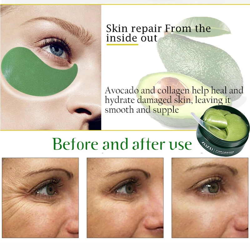 Avocado Essence Skin Care Set Moisturizing Face Serum & Anti-wrinkle Collagen Eye Patches & Anti-aging Facial Mask Makeup Suit