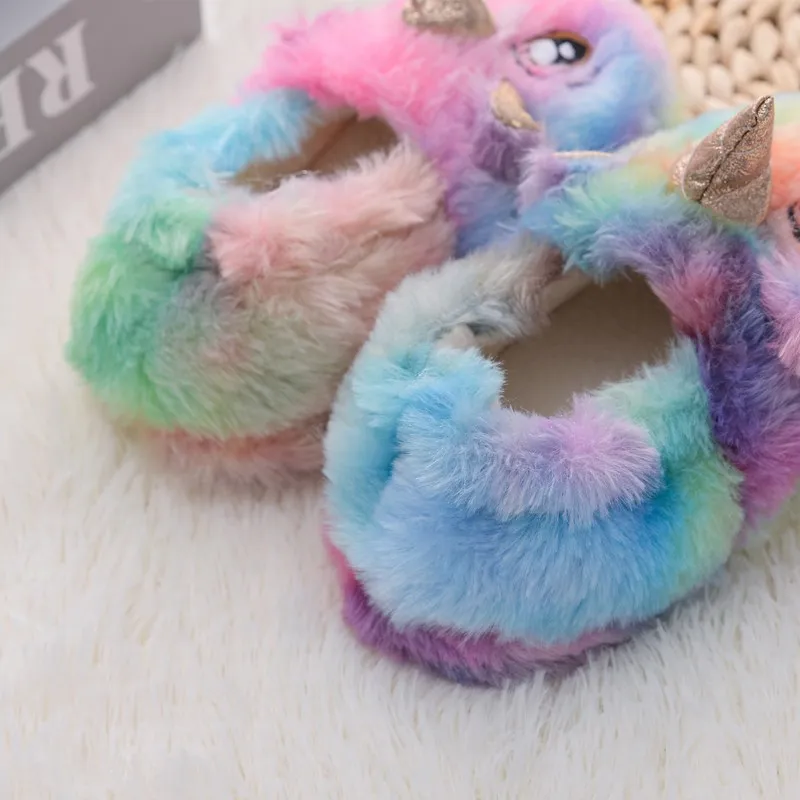 Winter Children\'s Slippers Boys Girls Home Slippers Cute Unicorn Rabbit Fashion Plush Shoes Comfortable Warm Winter Shoes