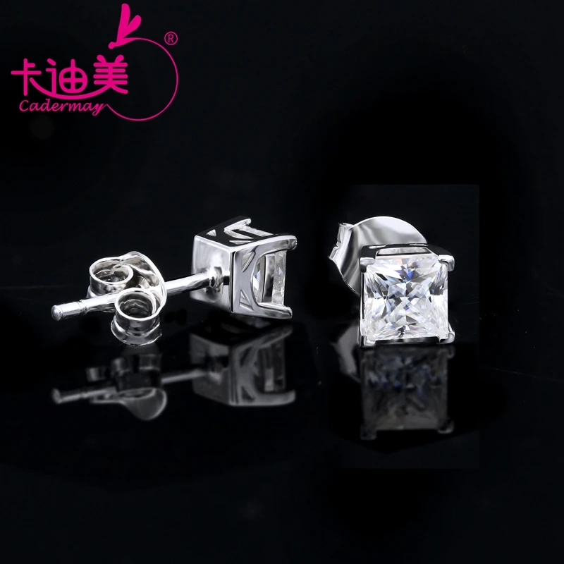 CADERMAY 0.5ct Princess Cut Moissanite Silver925 Stud Earrings Wholesale Price Trendy Women Girls Engagement Ear Studs Gifts