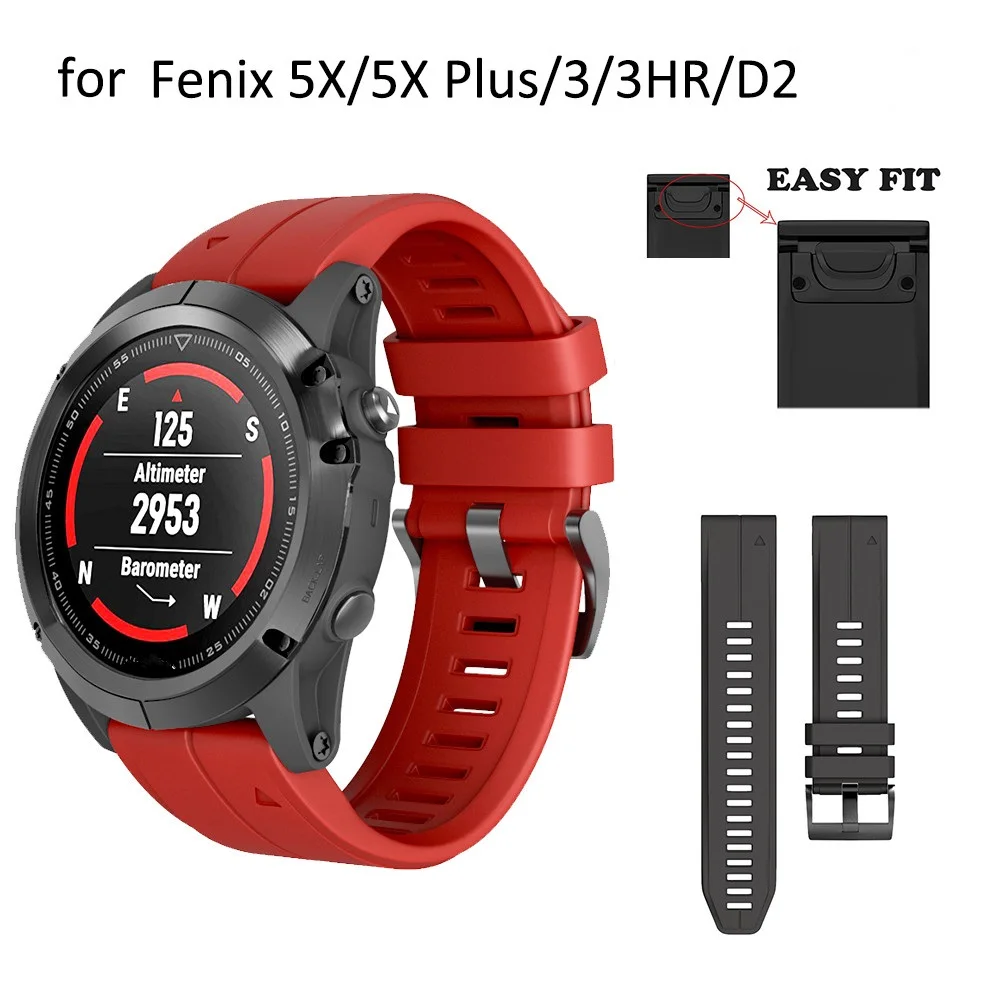 ANBEST Silicone Strap with Quick Release Wrist Band for Fenix 5X 3 3HR 26mm 22mm Strap for Fenix 5 5X Plus Forerunner 935