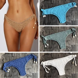 Maillot de bain Sport Sexy pour femmes, Bikini, string, Crochet fait à la main, bas de Bikini ajouré, taille basse, costume de bain