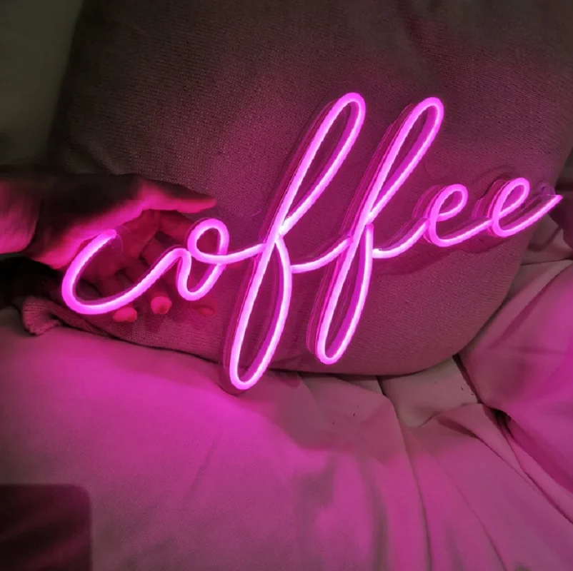 Neon Sign LED Coffee Light Wall Window Door Hanging Acrylic Beautiful Decoration Indoor Outdoor for Home Room Sale Shop