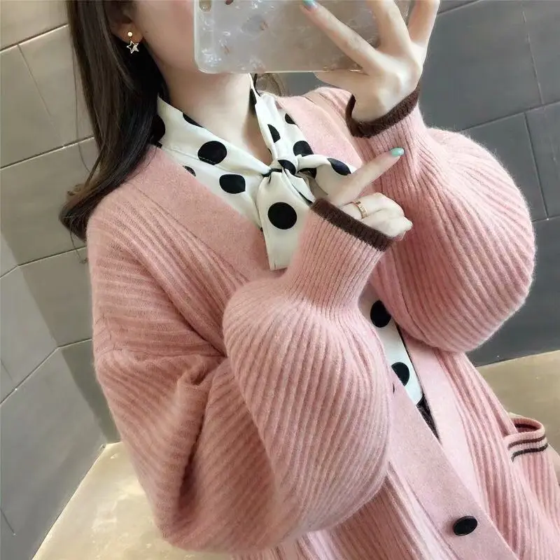 

Кардиган женский осенне-зимний, вязаный, утепленный