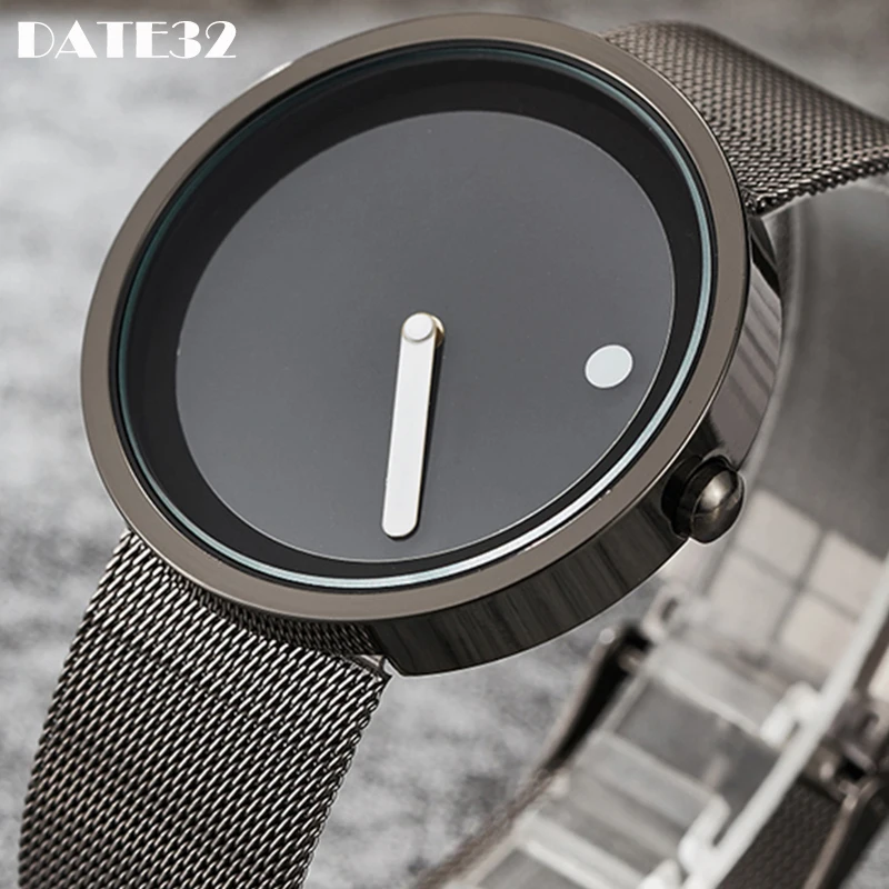 Reloj minimalista Unisex para hombres y mujeres, pareja, estilo Simple, esfera creativa, reloj de pulsera de cuarzo, reloj de pulsera con puntero único para hombre y mujer